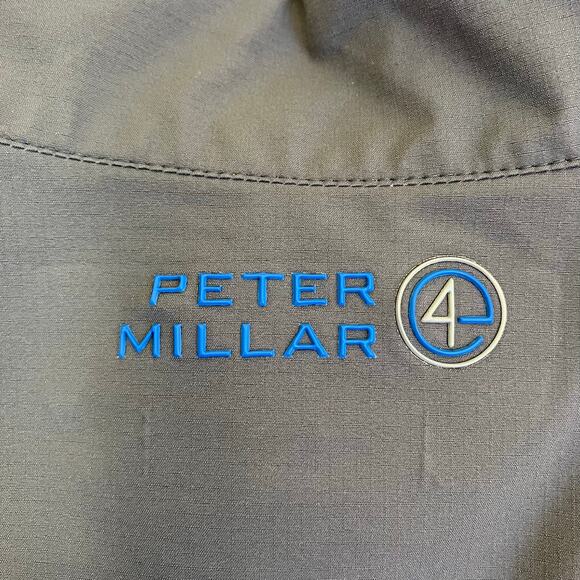 Peter Millar Mens Sz Large E4 Water Windbreaker Golf Jacket with Logo Grey - Picture 6 of 16